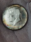 1964 Kennedy Half Dollar Unc Beautiful Rainbow Rim Natural Toning