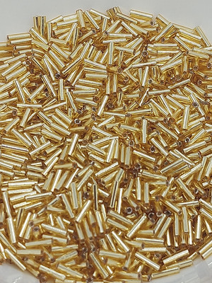 Miyuki Bugles 6×1,7 mm Gold Silver Lined Japanische Glasperlen Stiftperlen 20 gr