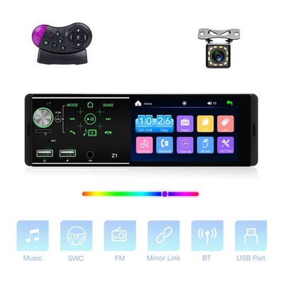 1DIN 4.1'' Touch Screen Autoradio Mirror link FM USB BT MP5 Player SWC mit Kamera