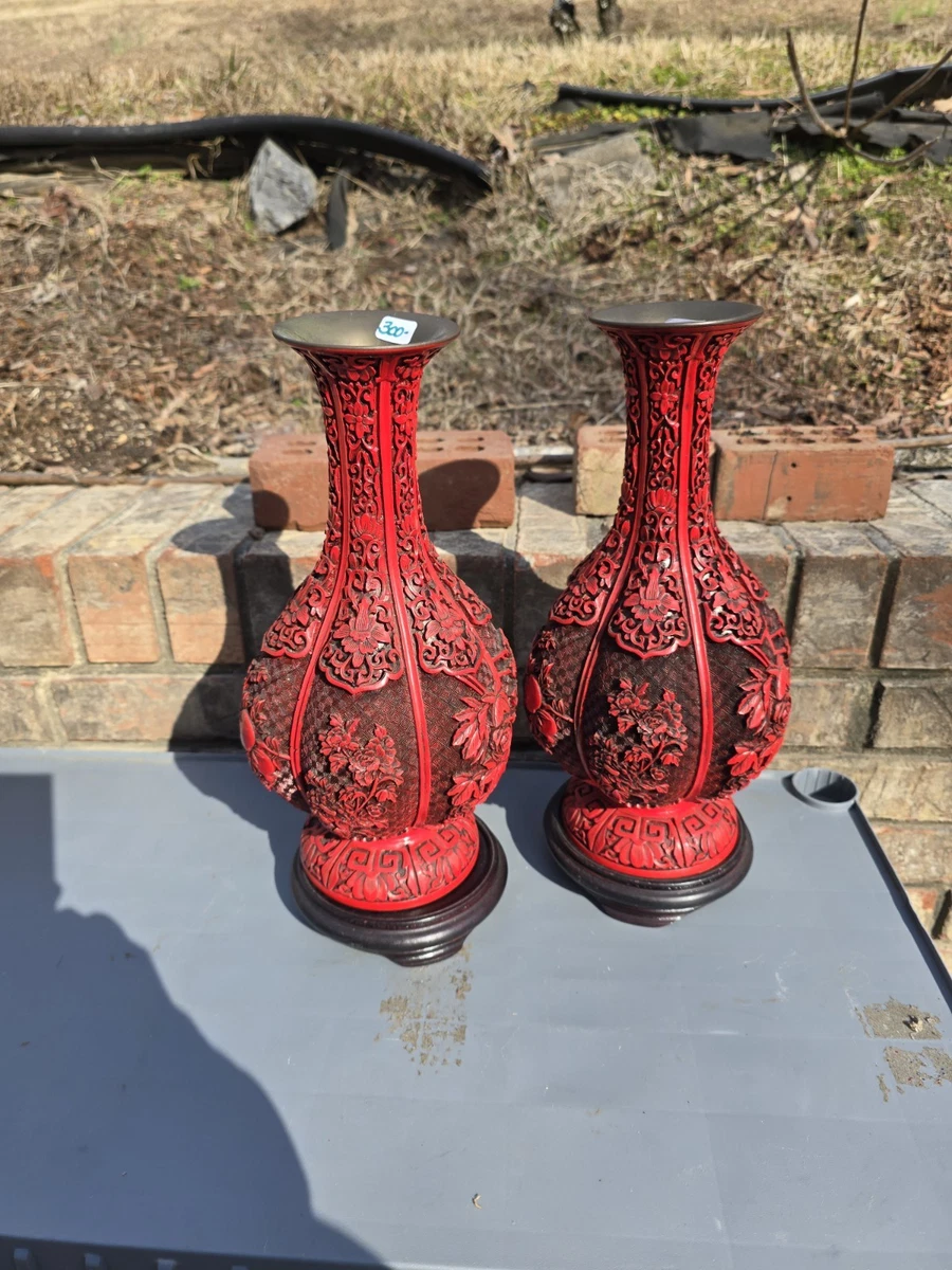 红色黄铜主中国古董花瓶| eBay