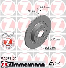 2x Bremsscheibe COAT Z ZIMMERMANN 230.2371.20 für OPEL ADAM CORSA FIAT PUNTO M13