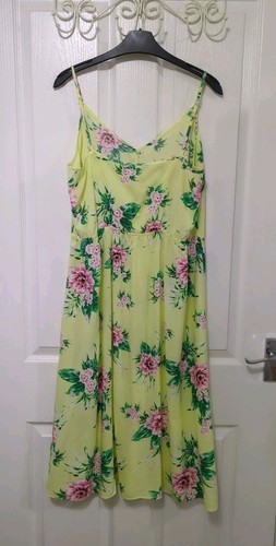 Peacocks Lemon & Pink Floral Midi Dress Size 16 - Picture 5 of 9