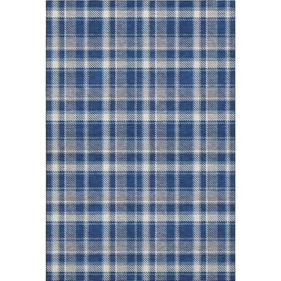 HomeRoots 649445 3 x 5 ft. Navy Blue & Ivory Plaid Transitional Washable Mach...