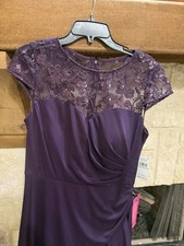 Alex Evenings Lace Gown Eggplant Polyester Formal Dress Size 8