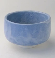 Mino ware Pottery Tea Cup Japanese Matcha Tea Bowl Chawan Blue Aoshino Tataki