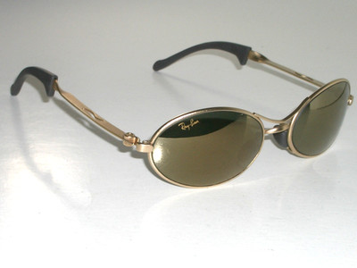 VINTAGE B&L RAY-BAN G15 GOLDEN MIRROR ECLIPSE BIKERS ORBS SUNGLASSES w/CASE