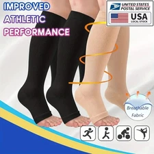 Breathable Fabric Medical Compression Socks Open Toe Stockings for Women & Men