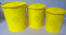 TUPPERWARE Bright Yellow Nesting Canisters 3 Piece Made In USA