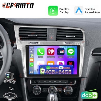DAB+ 4+64GB Android 15 Autoradio WIFI Carplay Navi WIFI BT für VW Golf 7 VII MK7