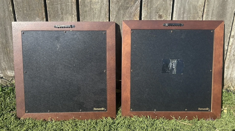 Pair 13” Square VTG Solid Wood Framed Carved Accent Mirrors THOMASVILLE 1980s - Image 4 of 4