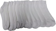 12 Pack of Kids Cotton Quarter Ankle Socks White 4-6 - Girls Ankle Sock