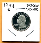 Gem 1994-S Proof Cameo Silver Washington Quarter - Free Shipping