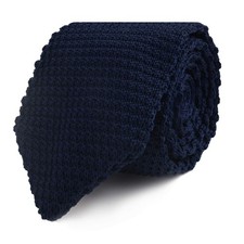 Navy Blue Knit Skinny Tie Navy Knitted Slim Tie for Men Groomsmen Wedding...