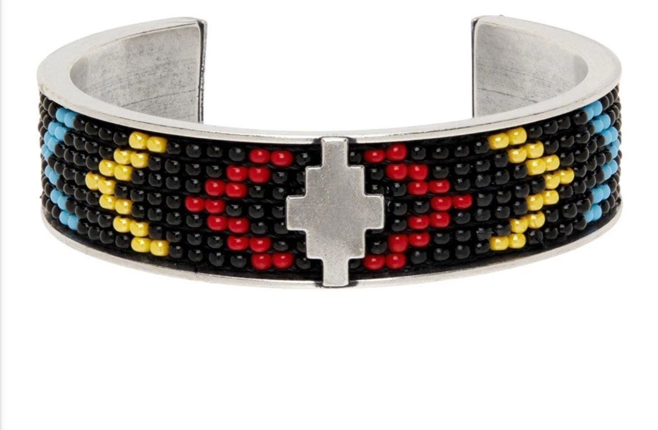 Bracciale rigido Marcelo Burlon Contea di Milano perle croce nere e argento