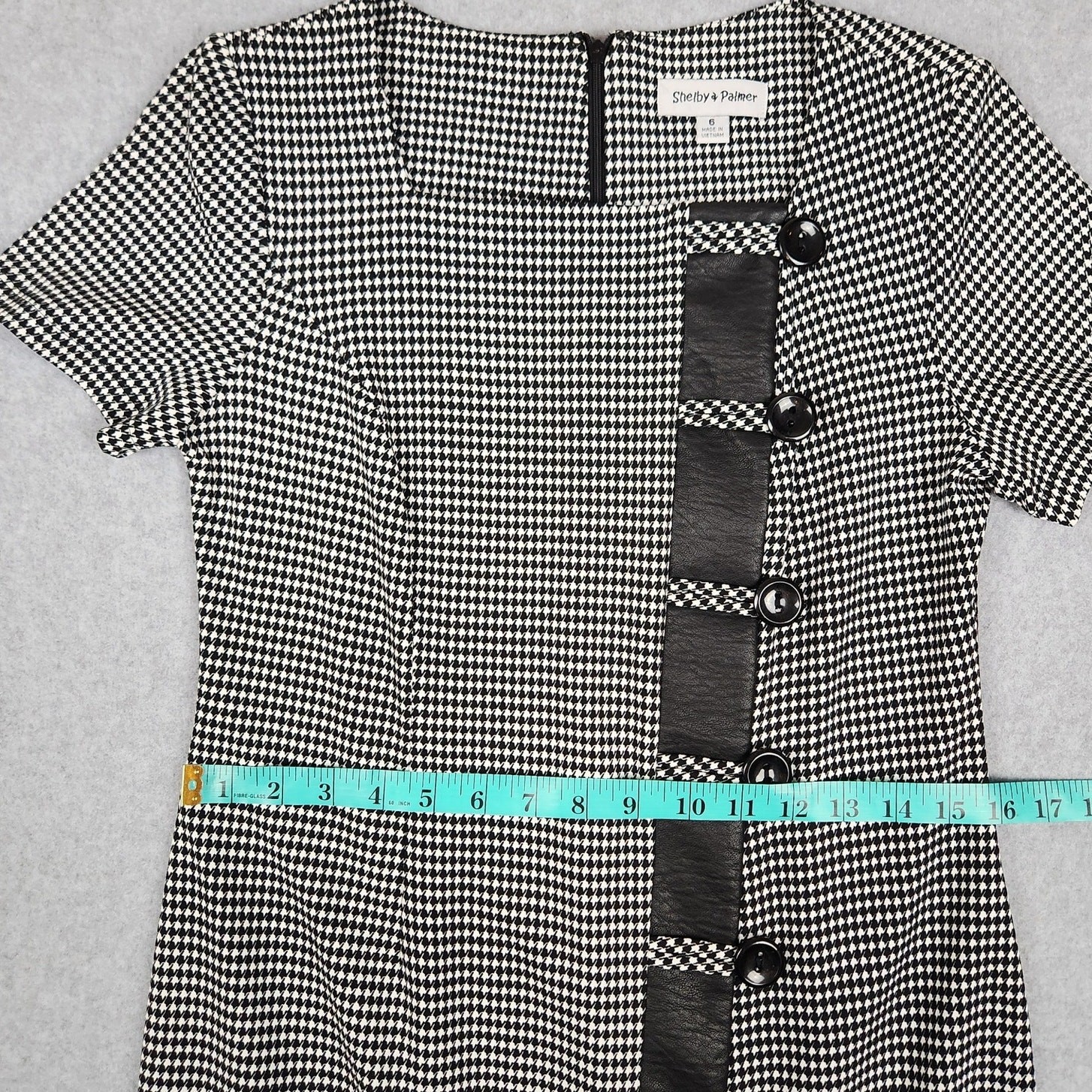 Shelby & Palmer Dress Size 8 Houndstooth Asymmetrical Faux Buttons