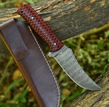 Full Tang Damascus Steel Blade Combat Hunting Knife with Custom Honeycomb Handle
