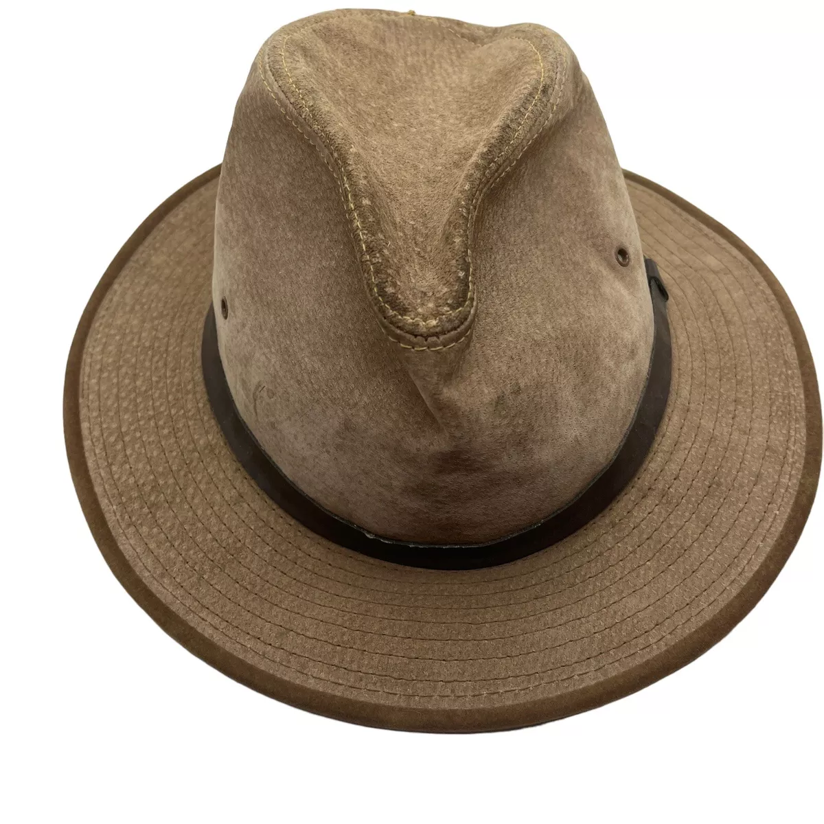 Henschel Hat Company USA Suede Leather Brown Size L 7 Men Women Unisex Retro Vtg