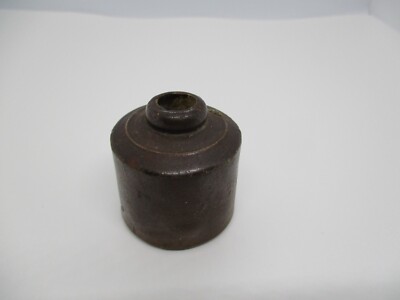 Antique Small Salt-Glazed Brown Satin-Finish Inkwell
