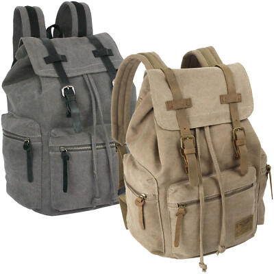 Rucksack Wanderrucksack aus Canvas und Leder Laptopfach Qualität super günstig !