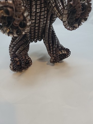 Handmade Lathe Rhino Figurine Recycled Metal Shaving Coil Art - Picture 9 of 15