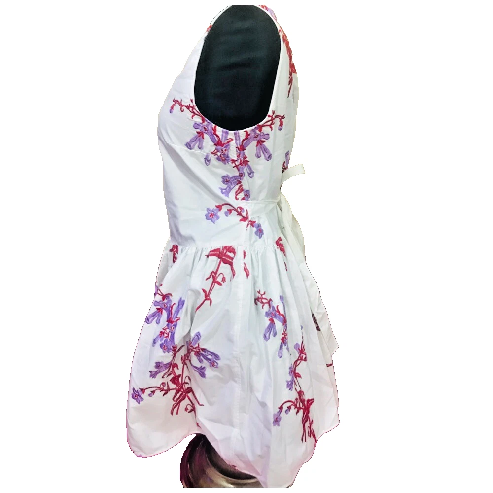 Abito bianco senza maniche con stampa floreale Miu Miu mini cintura corta taglia 44