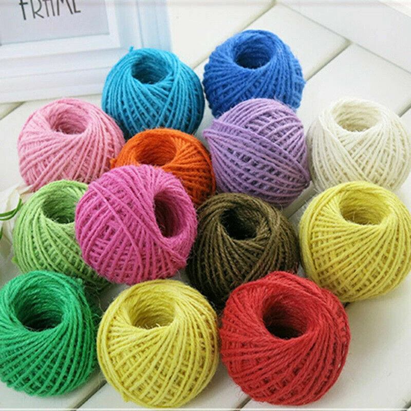 Cuerda de cuerda de yute 50M 3 capas arpillera fibra natural artesanía hágalo usted mismo decoración de regalo Foto 4 de 4