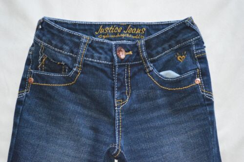 Justice Jeans Girls 7R Simply Low Boot Cut Dark Wash Cotton Blend Everyday - Picture 3 of 6