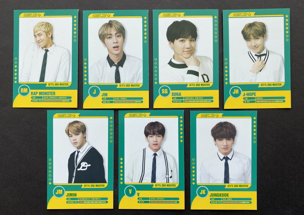 BTS 防弾少年団 3rd MUSTER PLAYER CARD JK コンプ BTS 3rd Muster Seoul ARMY Zip+ Official Player Card Set - Jin