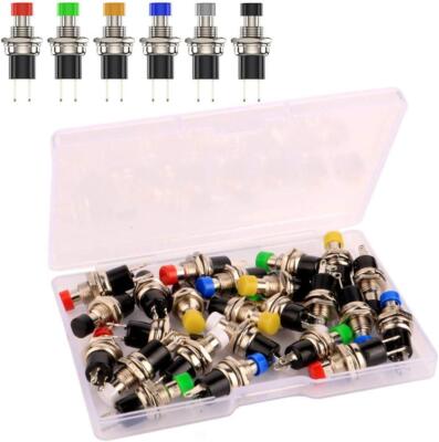 24 Stück 7 mm Mini Drucktaster 3V-6V-12V-24V-230V/1A, SPST Nomal Open 2