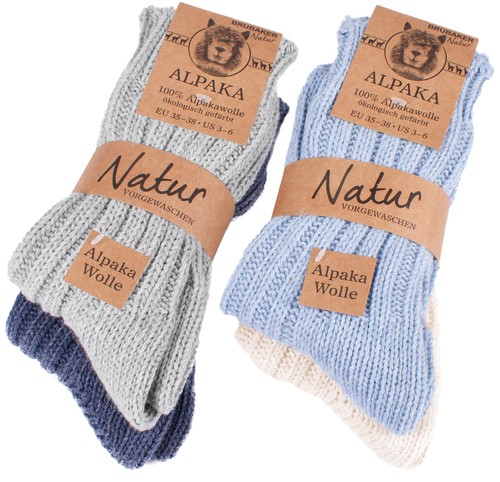 Paquete de 4 pares de calcetines de lana de alpaca BRUBAKER para hombre mujer - Imagen 32 de 79