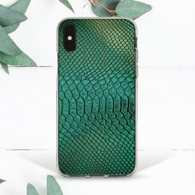 Green Snake Skin print Silicone case Scale Animal Print Case For