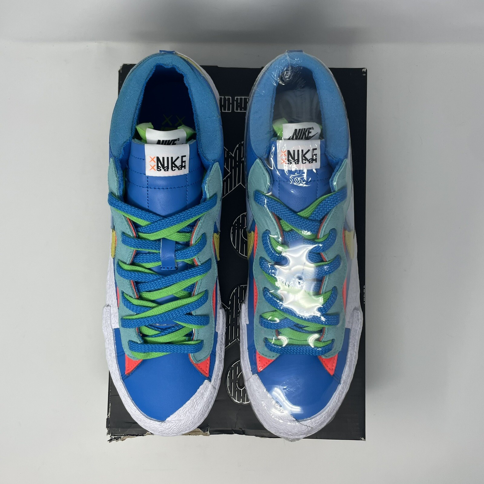 KAWS x Sacai x Nike Blazer Basso Blu Nettuno DM7901 400 Taglia 12 5