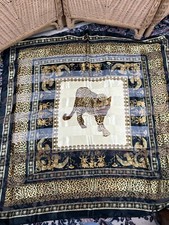 Leopard Wild Cat Scarf 42x41 Inches Vintage Gold White Black Retro Glam