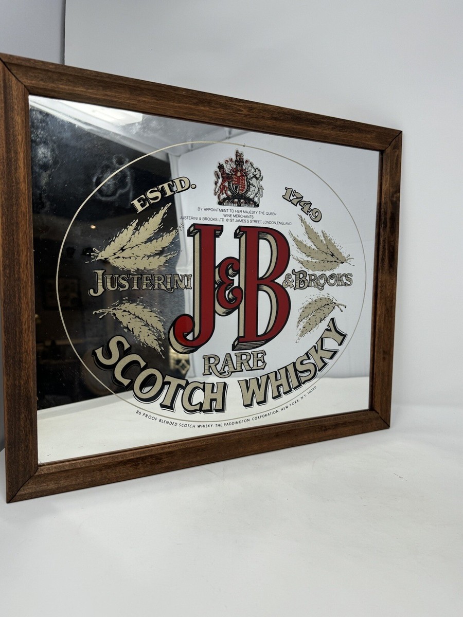 J&B Scotch Whiskey Mirror Bar Man Cave Advertising Vintage J&B Scotch Whiskey Mirror Bar Man Cave Advertising Vintage
