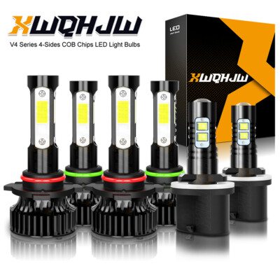 For 1999-2002 Chevy Silverado 1500 2500 HD 6pcs 6000K LED Headlights + Fog Bulbs
