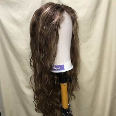 28In T13x4 Lace Front Half Human Hair Blended Bodywave Wig 4/27 Highlighted Remy
