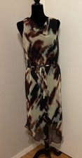 Vera Wang Asymmetrical Maxi Dress 20” P2P Small holes in Shoulder Belted Large