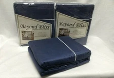 Olympic Queen Sheet set - 66" wide x 80" long - Navy 100% Cotton Sateen US Made