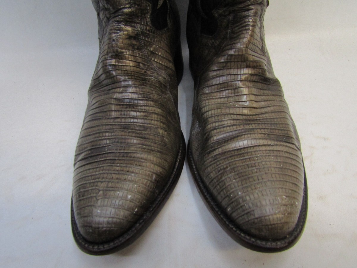 PANHANDLE SLIM Mens Size 10 D Black Leather Lizard Cowboy  display picture 1