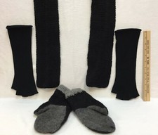 Winter Scarf Fingerless Gloves Mittens Lot 3 Womens Ladies Yarn Wool Handmade