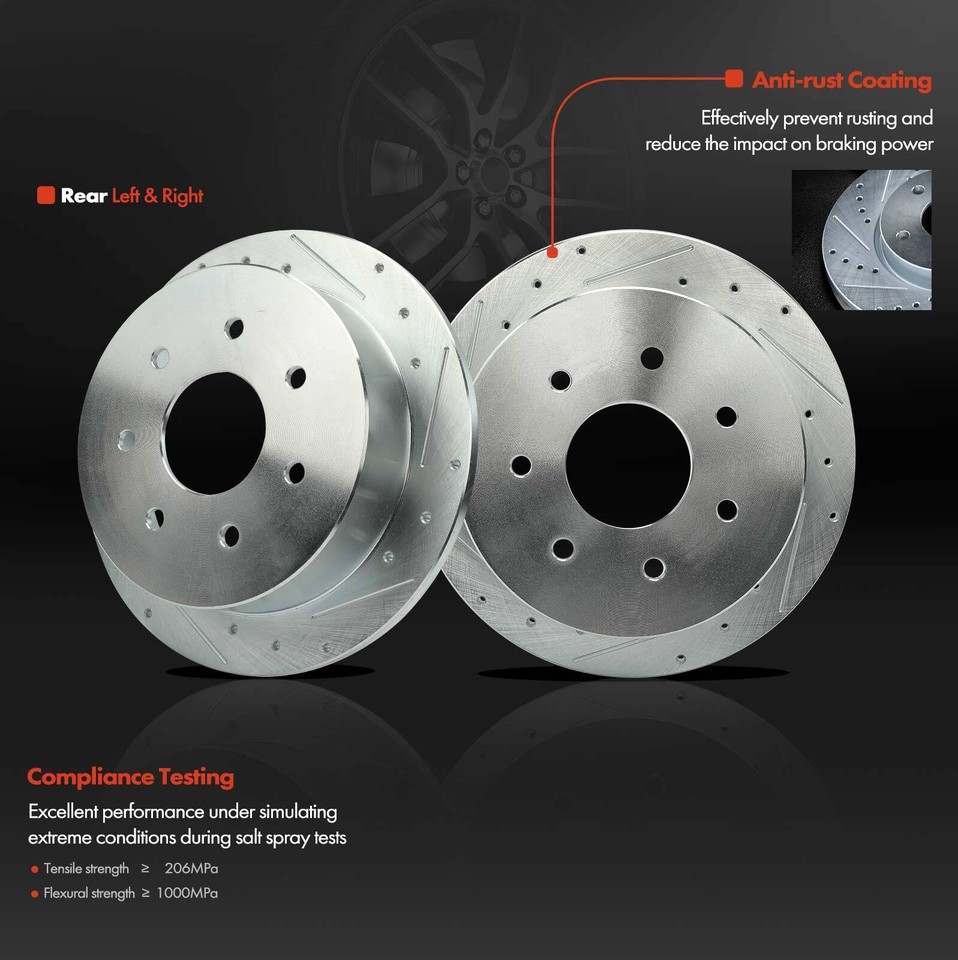 New Rear Drilled Brake Rotors + Ceramic Brake Pads for Ford F150 F150