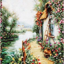 River Reflections Cross Stitch Kit - DIY, 28x24cm, Serene Waterscape Design