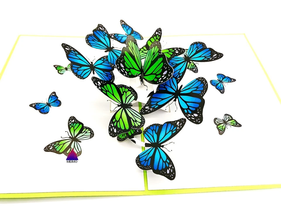 3D 弹出贺卡蝴蝶手工制作生日感谢周年纪念爱 — 第 2/4 张图片