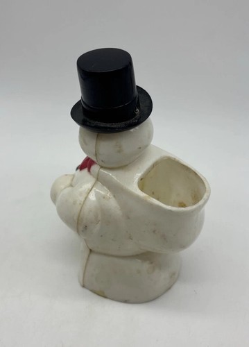 Vintage Frosty Snowman Candy Container Rosbro Christmas 1950s Top Hat NO PIPE - Picture 5 of 11