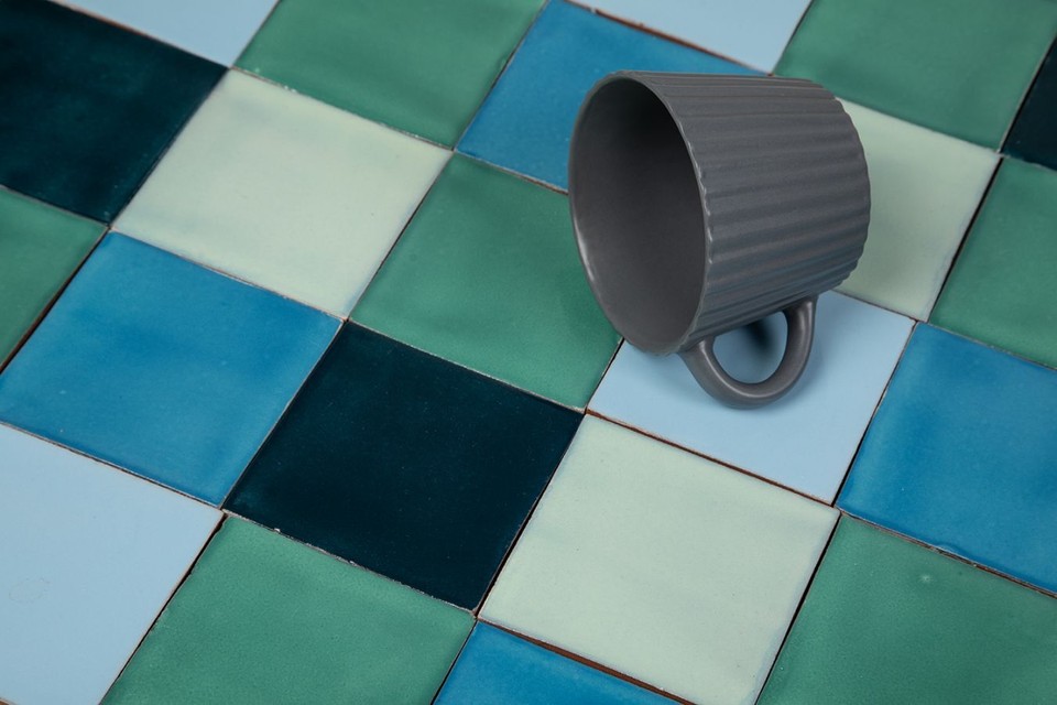 Patchwork of monochrome mexican tiles for the kitchen bathroom tiles