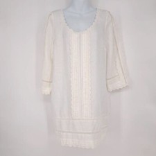Juicy Couture White Linen Croquet Lace Trim Sheath Dress Size 6