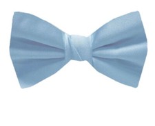 Sky Blue Pre-Tied Solid Satin Bow Tie for Wedding Formals Schools