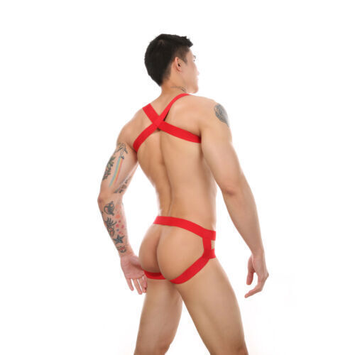 Sexy Men's Leotard Body Harness Halter Elastic Jockstrap Underwear Bodysuit US - Picture 10 of 16