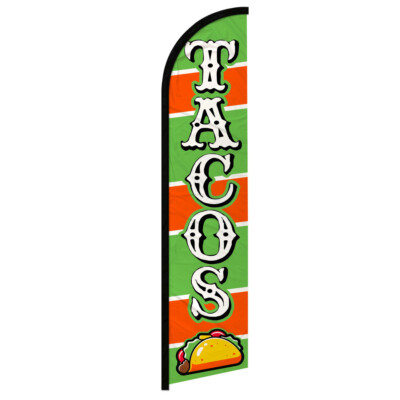 Tacos Windless Advertising Swooper Flag Food Concessions GN/OR