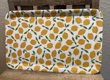 Farmhouse Lemon Tray, Medium Melamine Lemon Serving Tray, Lemons & Leaves Tray